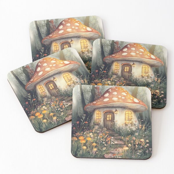 Item preview, Enchanted Mushroom Cottage in Bloom designed and sold by SporeandCanvas.