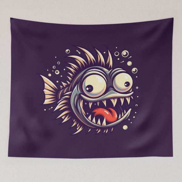 Item preview, Crazy Piranha Cartoon – Wild Deep Sea Monster Fish designed and sold by gkhanco.
