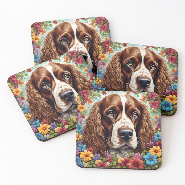 Item preview, Show cocker spaniel dog with flowers, fantasy dog designed and sold by Coolparrotgirl.