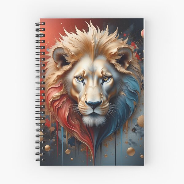 Item preview, Regal Lion Abstract Art - Gold, Blue, and Red Majestic Animal Painting designed and sold by Magicwaves.