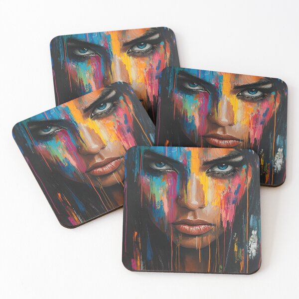 Item preview, Colorful portrait with intense gaze and bold strokes designed and sold by Artessie.