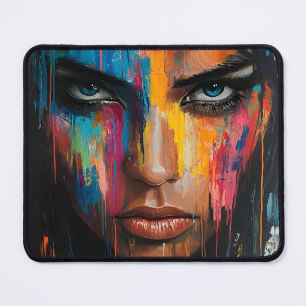 Item preview, Colorful portrait with intense gaze and bold strokes designed and sold by Artessie.