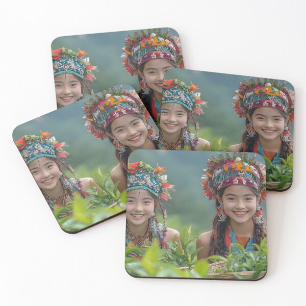Item preview, Two girls with traditional attire in lush green fields. designed and sold by Artessie.