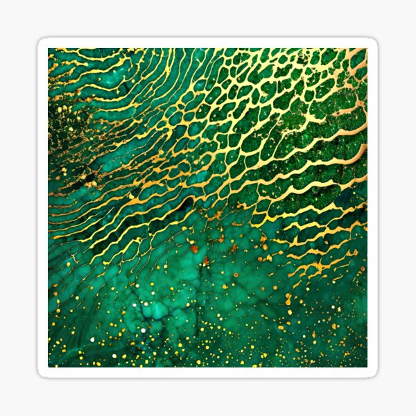 Item preview, Emerald-Green Hues With Golden Streaks Marbled Art  designed and sold by DEC02.