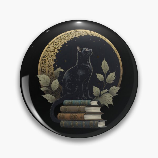 Aperçu de l'œuvre Chat noir sur un livre sous la lune créée et vendue par FieldScent.