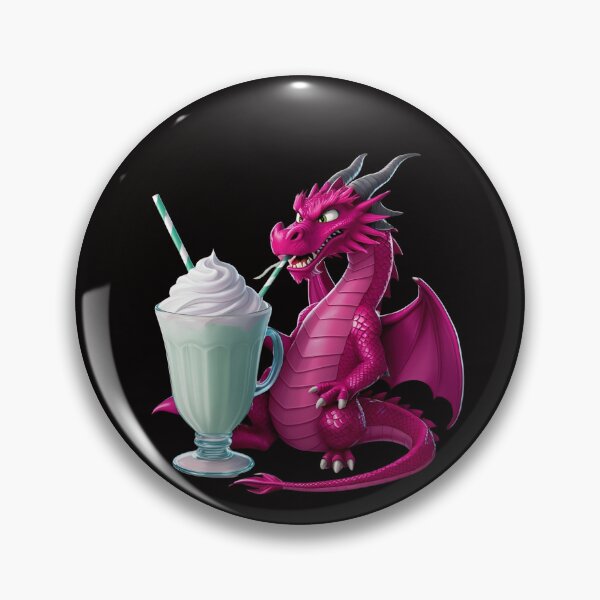 Artikelvorschau, Neonpinker Drache trinkt Minzmilchshake entworfen und verkauft von GrafiShop.