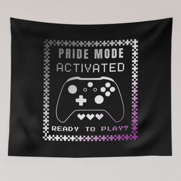 Item preview, Gaming LGBTQ, Asexual pride flag graphic, Pride Mode, Activated, Ready to Play Slogan, Rainbow Game Console, LGBTQ, summer, summer vibes, rainbow colors, Gaymer,  designed and sold by PrideBeProud.
