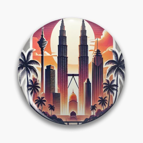 Item preview, Malaysia Skyline | Petronas Twin Towers | Tropical Sunset Cityscape designed and sold by AkilaCreations .