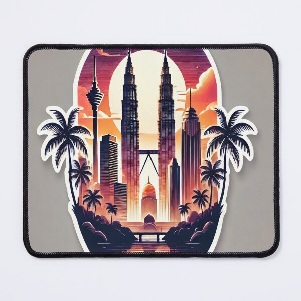 Item preview, Malaysia Skyline | Petronas Twin Towers | Tropical Sunset Cityscape designed and sold by AkilaCreations .