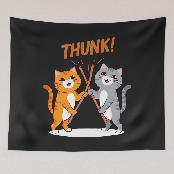 Item preview, Stickstick Cats - Funny Thunk Meme Cute Cat designed and sold by UniversalFlair.