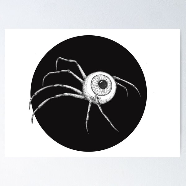 Item preview, Creepy Spider Eye Crawling out of a circle, pen and ink design designed and sold by BHG Art & Designs.