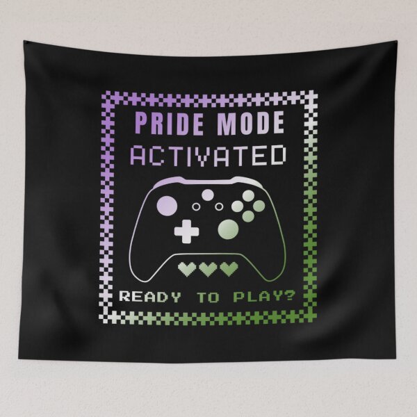 Item preview, Gaming LGBTQ, Genderqueer pride flag graphic, Pride Mode, Activated, Ready to Play Slogan, Rainbow Game Console, LGBTQ, summer, summer vibes, rainbow colors, Gaymer,  designed and sold by PrideBeProud.