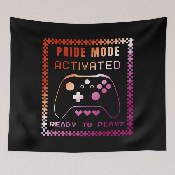Item preview, Gaming LGBTQ, Lesbian pride flag graphic, Pride Mode, Activated, Ready to Play Slogan, Rainbow Game Console, LGBTQ, summer, summer vibes, rainbow colors, Gaymer,  designed and sold by PrideBeProud.