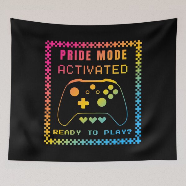 Item preview, Gaming LGBTQ, Pansexual pride flag graphic, Pride Mode, Activated, Ready to Play Slogan, Rainbow Game Console, LGBTQ, summer, summer vibes, rainbow colors, Gaymer,  designed and sold by PrideBeProud.