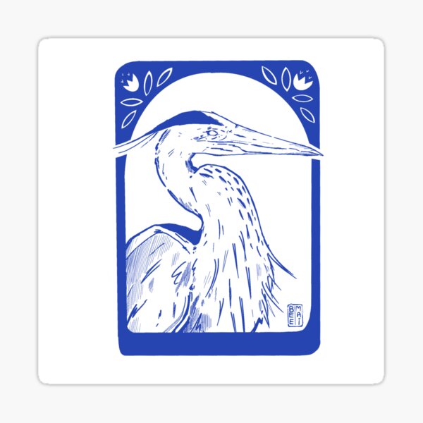 Item preview, Blue Heron With Flowers designed and sold by BeeMaiArt.