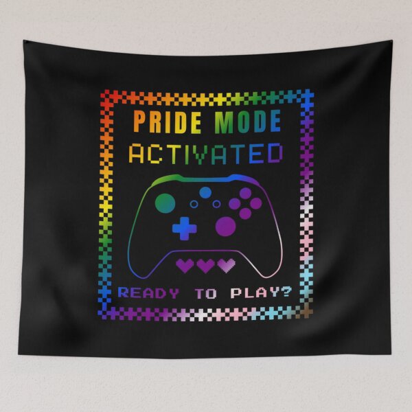 Item preview, Gaming LGBTQ, Progress pride flag graphic, Pride Mode, Activated, Ready to Play Slogan, Rainbow Game Console, LGBTQ, summer, summer vibes, rainbow colors, Gaymer,  designed and sold by PrideBeProud.