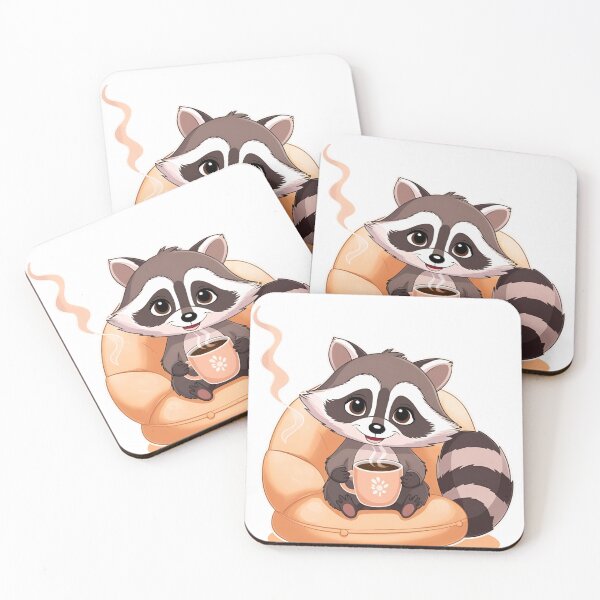 Item preview, Cute Raccoon Drinking Warm Coffee designed and sold by GrafiShop.