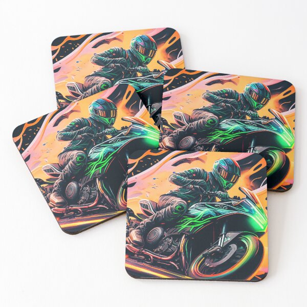 Item preview, Neon Motorcycle Rider Colorful Paint Splash designed and sold by AdamesArtStudio.