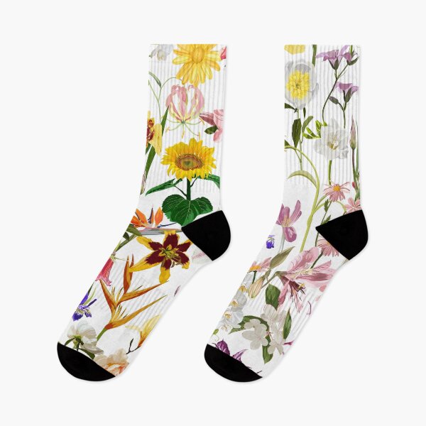 Item preview, Colorful seamless tropical pattern with garden flowers and tropical on white background.  designed and sold by MatyKotiv.