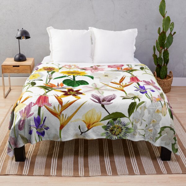 Item preview, Colorful seamless tropical pattern with garden flowers and tropical on white background. designed and sold by MatyKotiv.