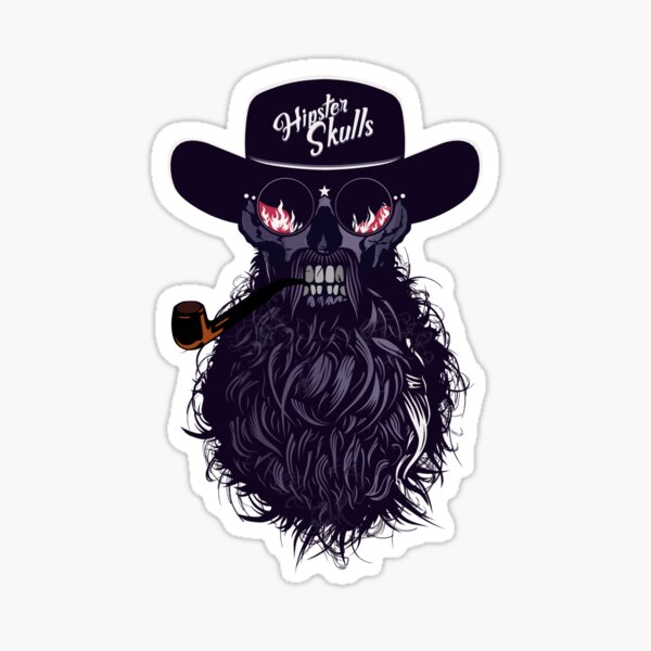 Item preview, hipster skull bearded mustache skull pipe fancy designed and sold by Achille3777.