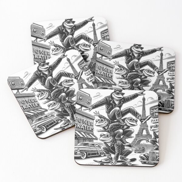 Item preview, Retro Rebel Frogs-Skaters of Paris" designed and sold by 8Totem.