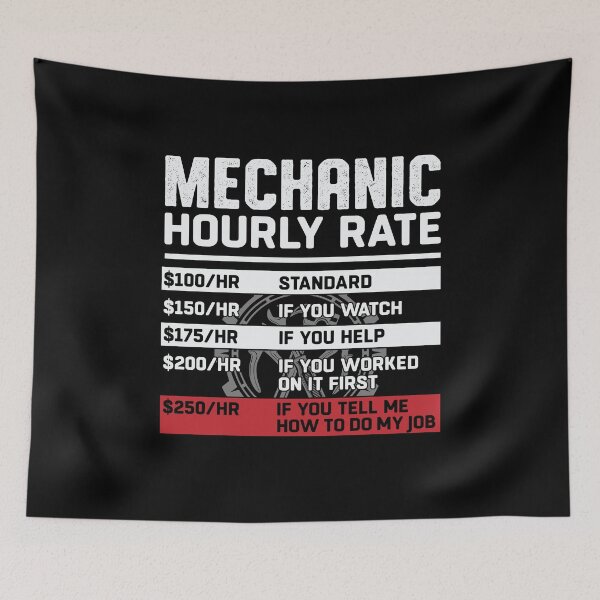 Item preview, Funny Mechanic Hourly Rate designed and sold by tmerchtrends.