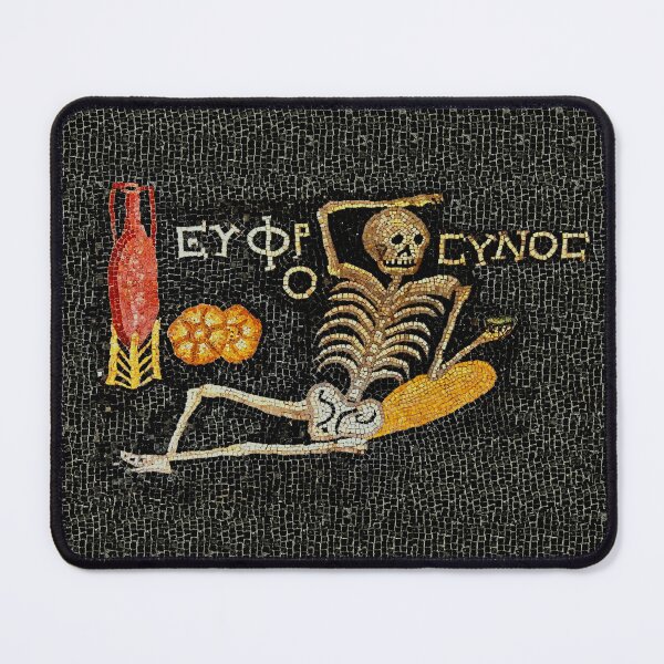 Item preview, Antique Greek Mosaic Skeleton "Enjoy Life" Stone Mosaic designed and sold by Pixelchicken.