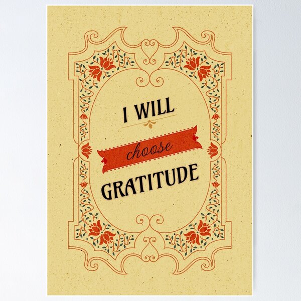 Aperçu de l'œuvre Je choisirai l'impression de gratitude – Affiche de citation inspirante vintage créée et vendue par TnMrkl.