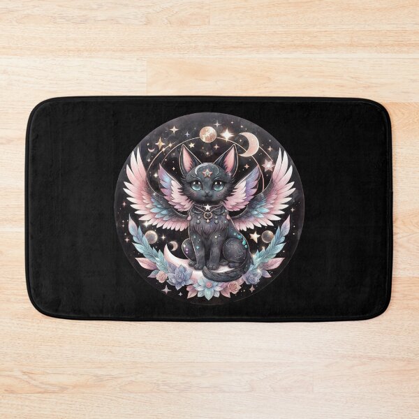 Item preview, Cute wings Black Cat Kawaii Pastel cottagecore Goth Moon Phases Crystal Witchy Astrology Celestial boho aesthetics and Moon Astrology Lovers designed and sold by Collagedream.