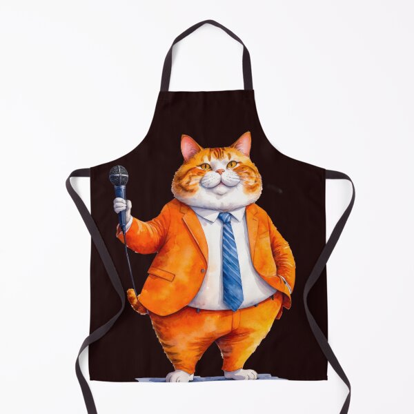 Item preview, Fat cat wearing orange suit standing on two legs holding microphone designed and sold by paiteen09.
