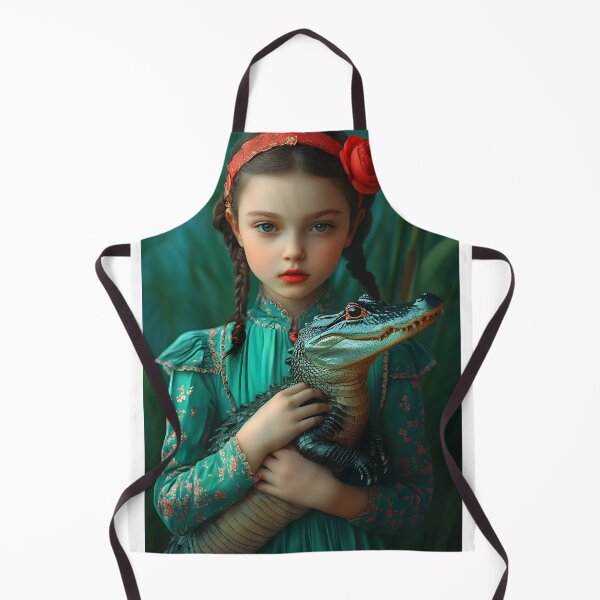 Item preview, Girl in turquoise dress holding a small alligator pet designed and sold by Artessie.