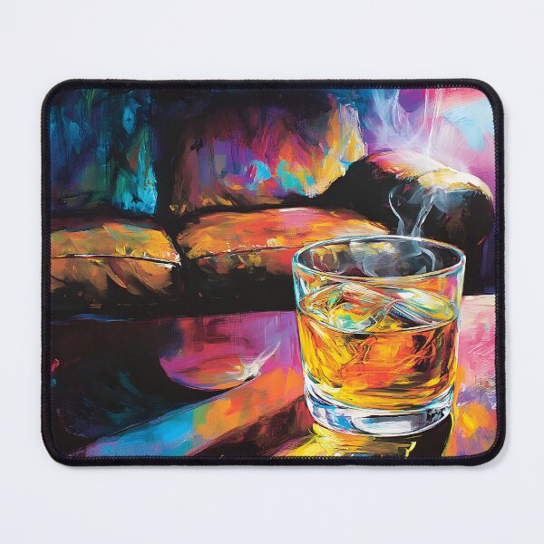 Item preview, Cigar Lounge Vibes - Whiskey on the Rocks with Vibrant Abstract Colors and Smoky Movement designed and sold by OlfactoART Studio.