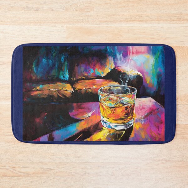 Item preview, Cigar Lounge Vibes - Whiskey on the Rocks with Vibrant Abstract Colors and Smoky Movement designed and sold by OlfactoART Studio.