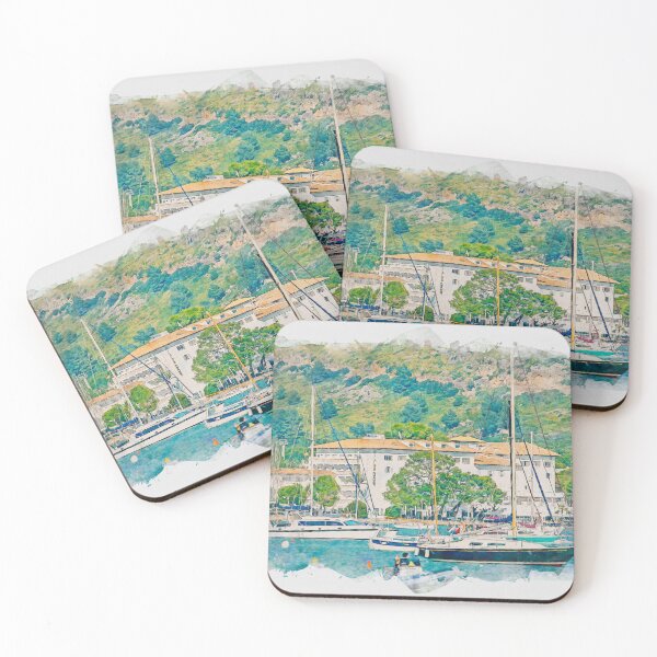 Item preview, Puerto Pollensa Mallorca Watercolour Effect designed and sold by GG WALL ART.