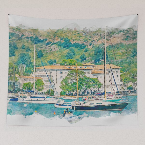 Item preview, Puerto Pollensa Mallorca Watercolour Effect designed and sold by GG WALL ART.