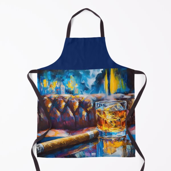 Item preview, Cigar Lounge Escape - Whiskey on the Rocks and Cigar with Plush Leather Couch and Abstract Colors designed and sold by OlfactoART Studio.