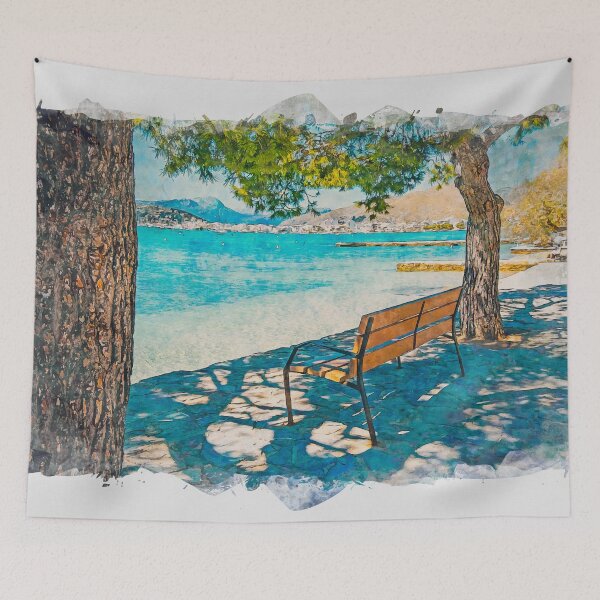 Item preview, Puerto Pollensa Mallorca Watercolour Effect designed and sold by GG WALL ART.