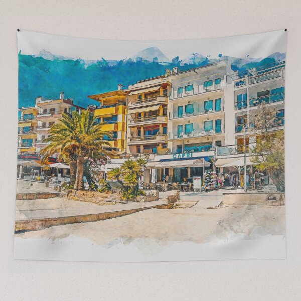 Item preview, Puerto Pollensa Mallorca Watercolour Effect designed and sold by GG WALL ART.