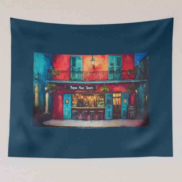 Item preview, New Orleans Nightlife Awaits - A Colorful Tavern of Warmth and Celebration Abstract Digital AI Art designed and sold by OlfactoART Studio.
