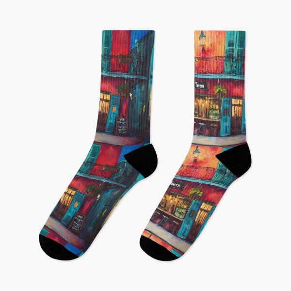Item preview, New Orleans Nightlife Awaits - A Colorful Tavern of Warmth and Celebration Abstract Digital AI Art designed and sold by OlfactoART Studio.