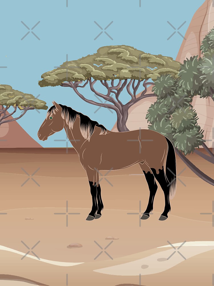 Aperçu 4 sur 4. Minijupe avec l'œuvre Cheval Abyssinien, cheval rouanné sur un fond de paysage, cheval de selle léger, races de chevaux de l'Éthiopie créée et vendue par WebEquitation.