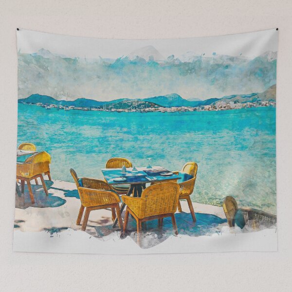 Item preview, Puerto Pollensa Mallorca Watercolour Effect designed and sold by GG WALL ART.