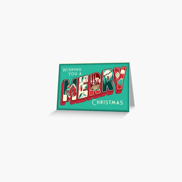 Item preview, Wishing You A Merry Christmas Greeting Typography Design with Holiday Scenes designed and sold by Jdawnink.