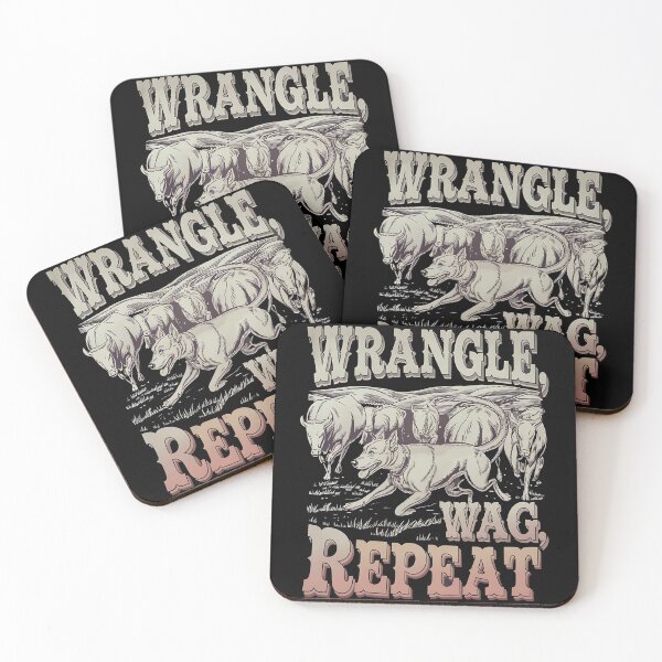 Item preview, Wrangle,wag repeat - Cowboy dog - Get the cowboy dog out - Think cowboy dog - Free cowboy dog - Run for the cowboy dog - Funky cowboy dog designed and sold by JansenGS.