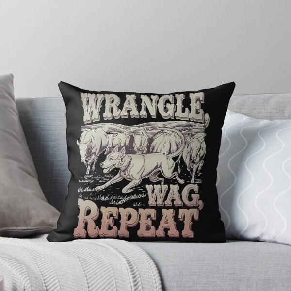 Item preview, Wrangle,wag repeat - Cowboy dog - Get the cowboy dog out - Think cowboy dog - Free cowboy dog - Run for the cowboy dog - Funky cowboy dog designed and sold by JansenGS.