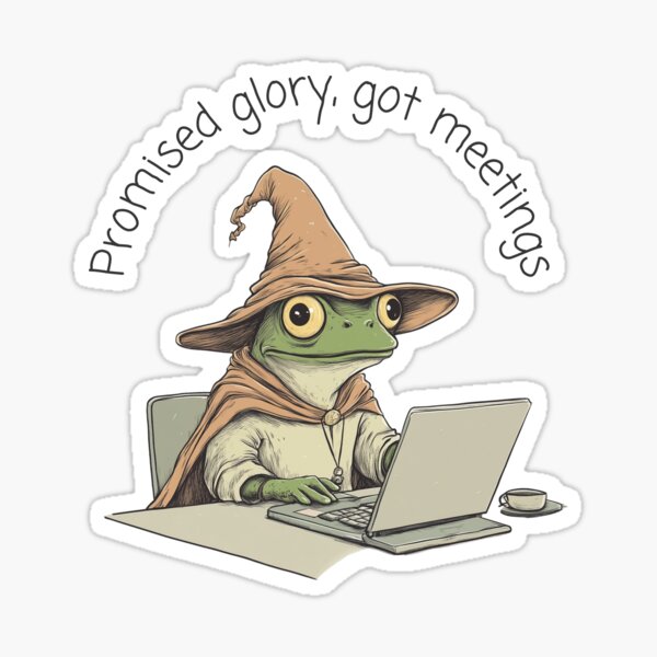 Item preview, Frog Mage Office Job | Funny Fantasy Animal Memes and Stickers designed and sold by Envision Designs.