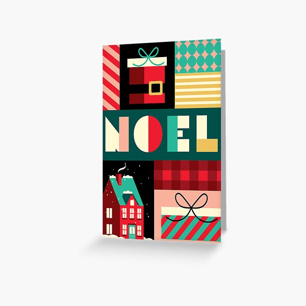Aperçu de l'œuvre Conception de typographie de voeux de Noël géométriques de Noël avec des scènes de vacances créée et vendue par Jdawnink.