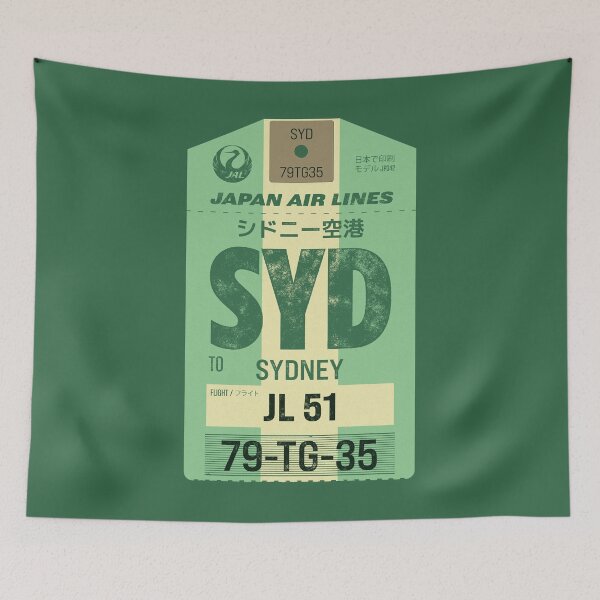 Item preview, Retro Sydney Japan airline tag designed and sold by LostTravelersLab.