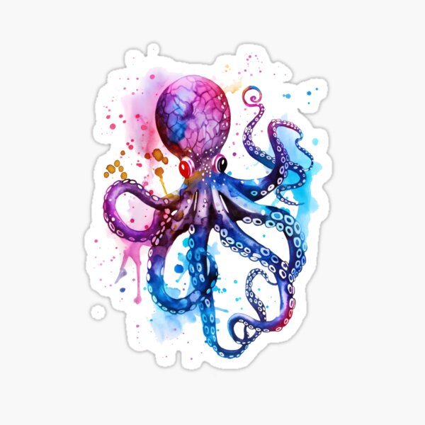 Item preview, Colorful  Octopus Art, Watercolor Octopus Drawing designed and sold by xiao xuans.